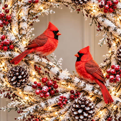 🎄🐦 Cardinal Winter Glow™ | Lighted Christmas Wreath
