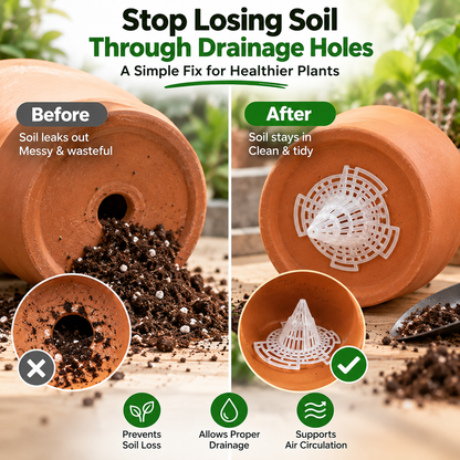 Keep Soil In. Let Water Out. 🌱40 PCS Cone-Shaped Plant Pot Drainage Screens