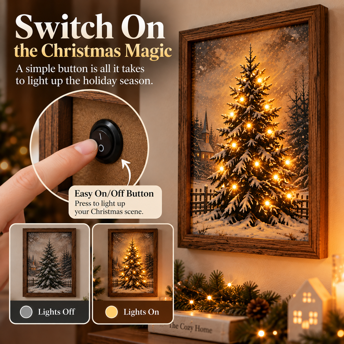 🎄✨ Light-Up Christmas Tree Framed Art – Bring a Cozy Holiday Glow to Your Home
