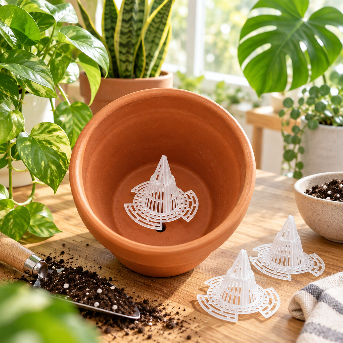Keep Soil In. Let Water Out. 🌱40 PCS Cone-Shaped Plant Pot Drainage Screens