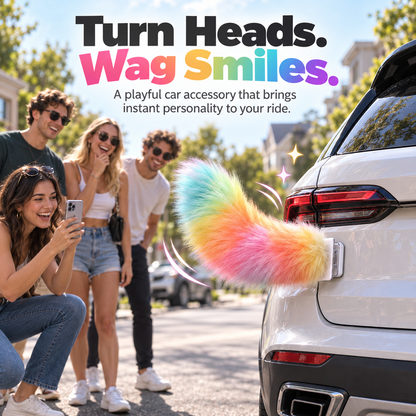 Interactive Wagging Car Tail – The Fun, Fluffy Tail That Brings Your Ride to Life! 🌈