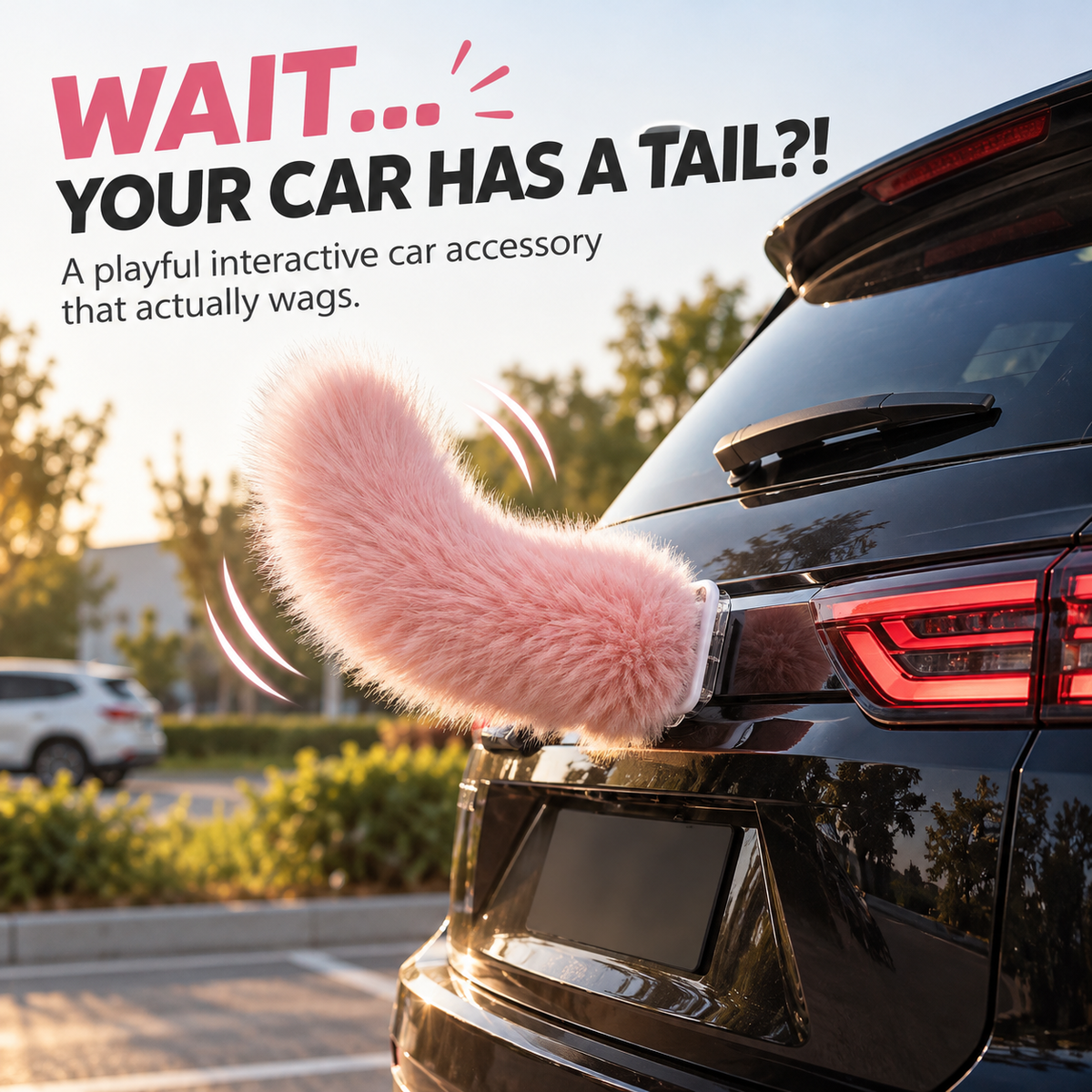 🪶🚗Interactive Wagging Car Tail – Rechargeable Fluffy Car Accessory