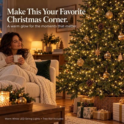 7.4 inches 600LEDs 🌲Christmas Glow LED String Lights – With Storage Reel