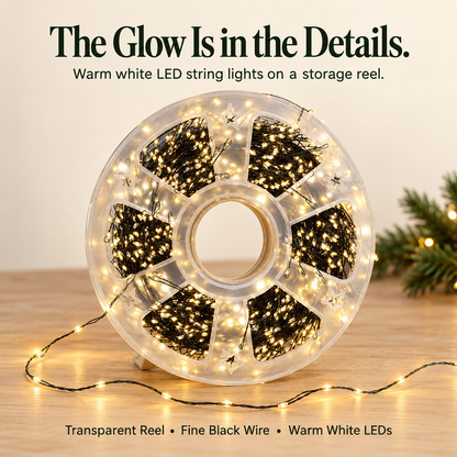 7.4 inches 600LEDs 🌲Christmas Glow LED String Lights – With Storage Reel