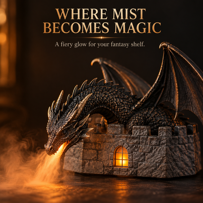 🐉🔥Flame Mist Diffuser – Gothic Castle Decor, Glowing Ember Mist & Fantasy Bookshelf Display