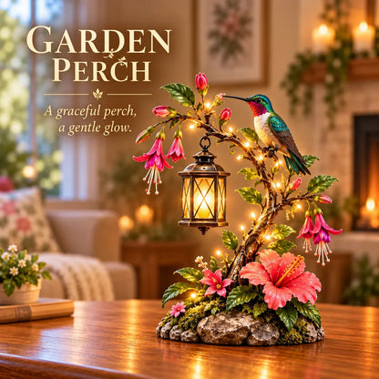 🌸 Hummingbird Garden Lantern – Lighted Floral Tabletop Decor with Warm LED Glow