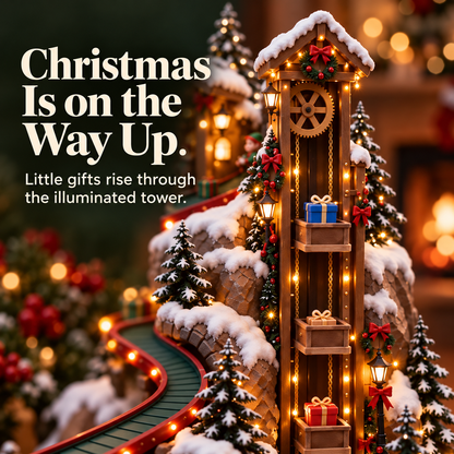 🎄✨ Lighted Christmas Village with Mini Train, Snowy Clock Tower & Festive LED Lights 🚂❄️