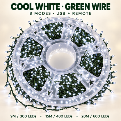 ✨ USB-Powered LED Cluster Christmas Lights 🎄 8 Modes, Remote Control & Multicolor or Warm White