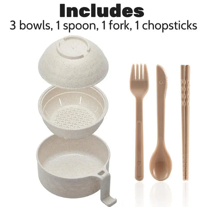 Colorful Round Bowls Complete Ramen Noodle Tableware Set