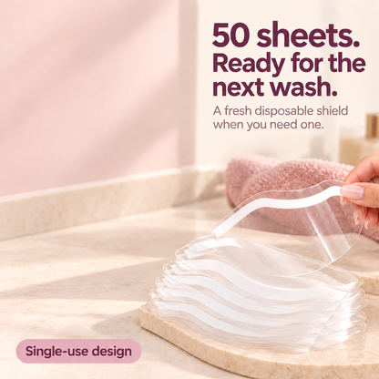 50-Pack Disposable Face Shields – Clear Adhesive Splash Guards for Hair Washing & Lash Care ✨