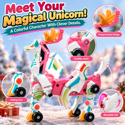 🎁2-in-1 Transforming Christmas Unicorn & Santa Sleigh – Magical Vehicle Transformation Toy & Holiday Gift ！！！