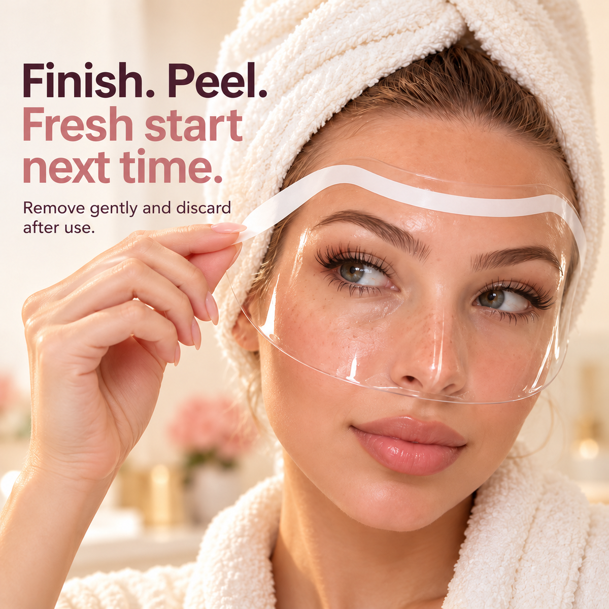 50-Pack Disposable Face Shields – Clear Adhesive Splash Guards for Hair Washing & Lash Care ✨