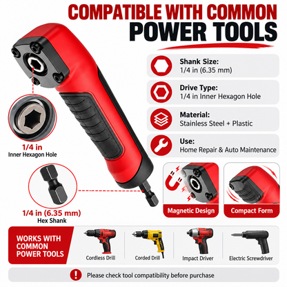 🧰90° Right Angle Drill Adapter – Reach Screws in Tight Spaces