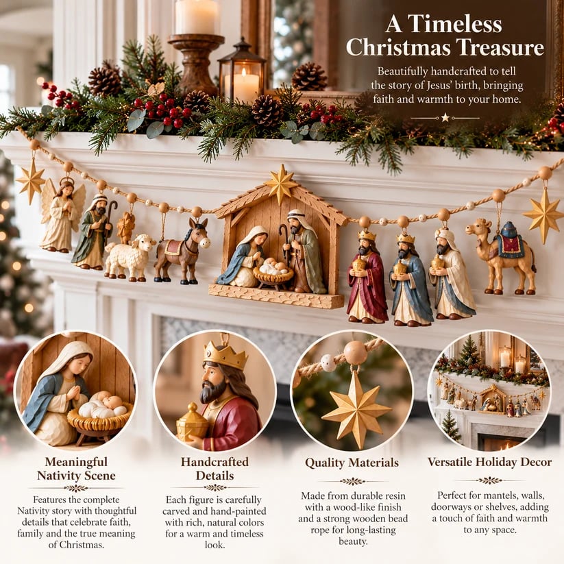 ✝️ 🎄 The Night Hope Was Born – Bethlehem Nativity Christmas Garland