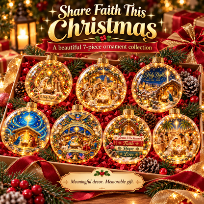 ✝️Christian Nativity Christmas Ornaments – 7-Piece Jesus Birth & Holy Night Collection