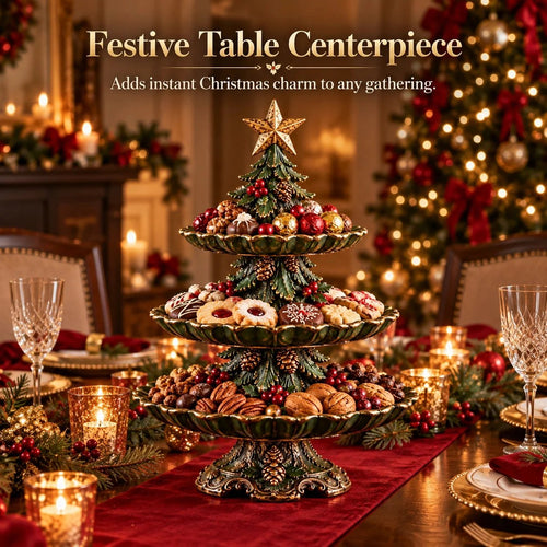 🎄 Vintage Christmas Tree 3-Tier Serving Stand
