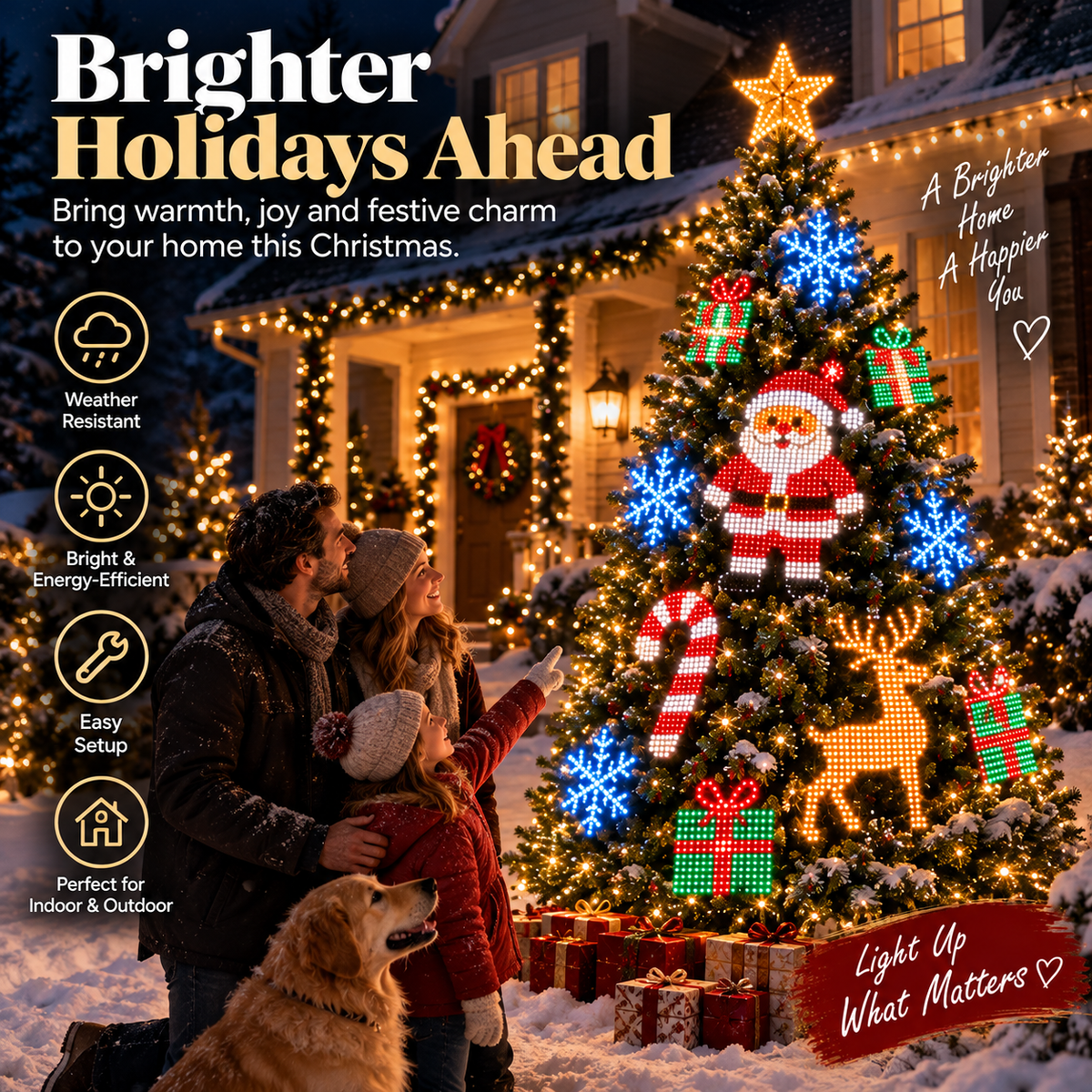 🎄 Smart Wrap-Around Christmas Tree Lights – 12+ App-Controlled Festive Designs
