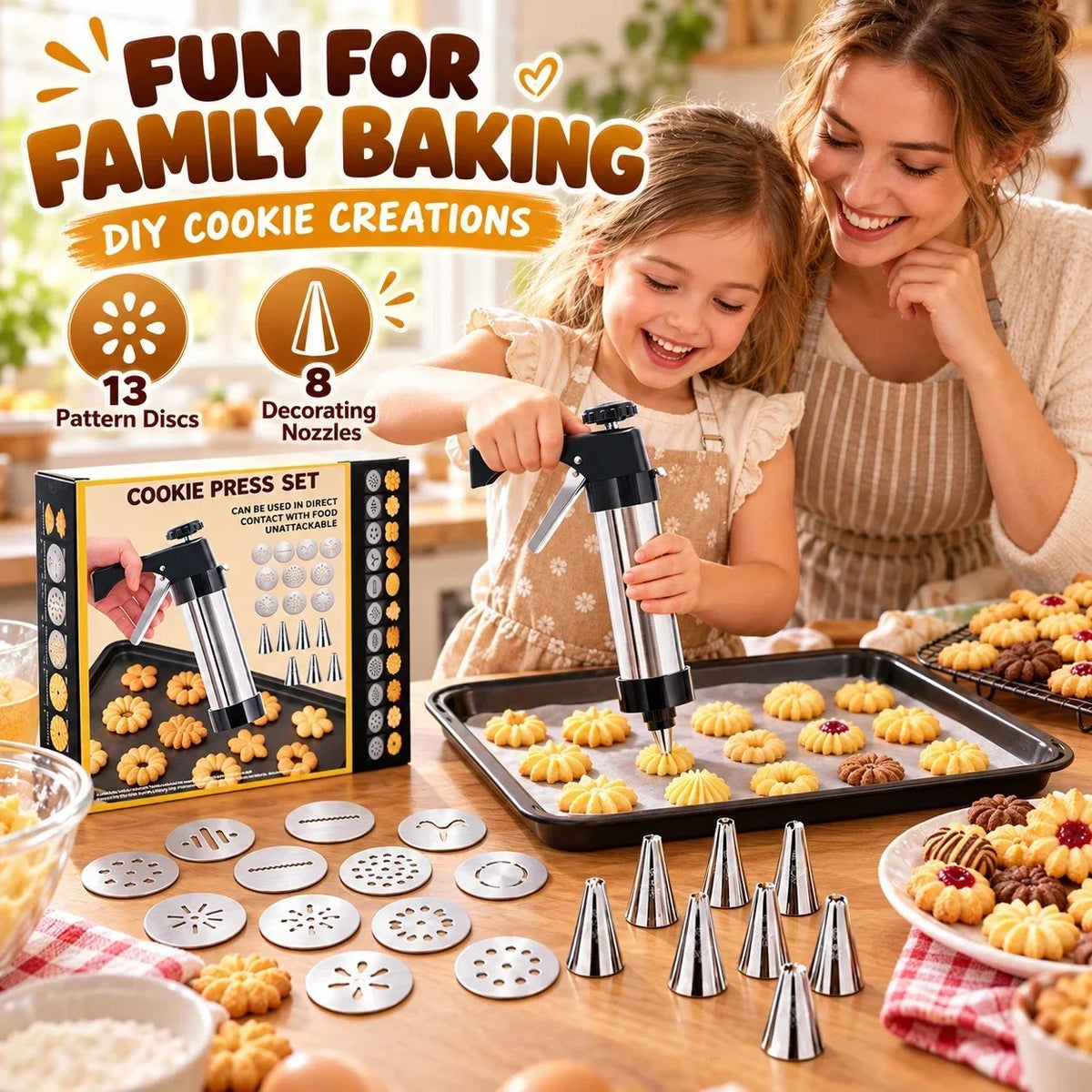 🔥HOT SALE 50% OFF🍪Stainless Steel Cookie Press & Decorating Kit
