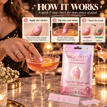 💅 Drink Test Nail Stickers – Discreet GHB Testing | 10-Pack