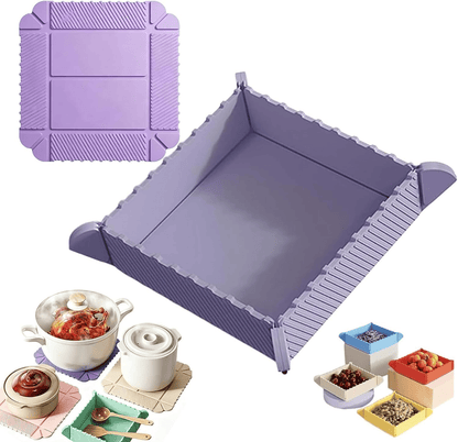 🔥2 in 1 Foldable Magnetic Silicone Trivet & Serving Tray