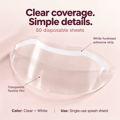 50-Pack Disposable Face Shields – Clear Adhesive Splash Guards for Hair Washing & Lash Care ✨