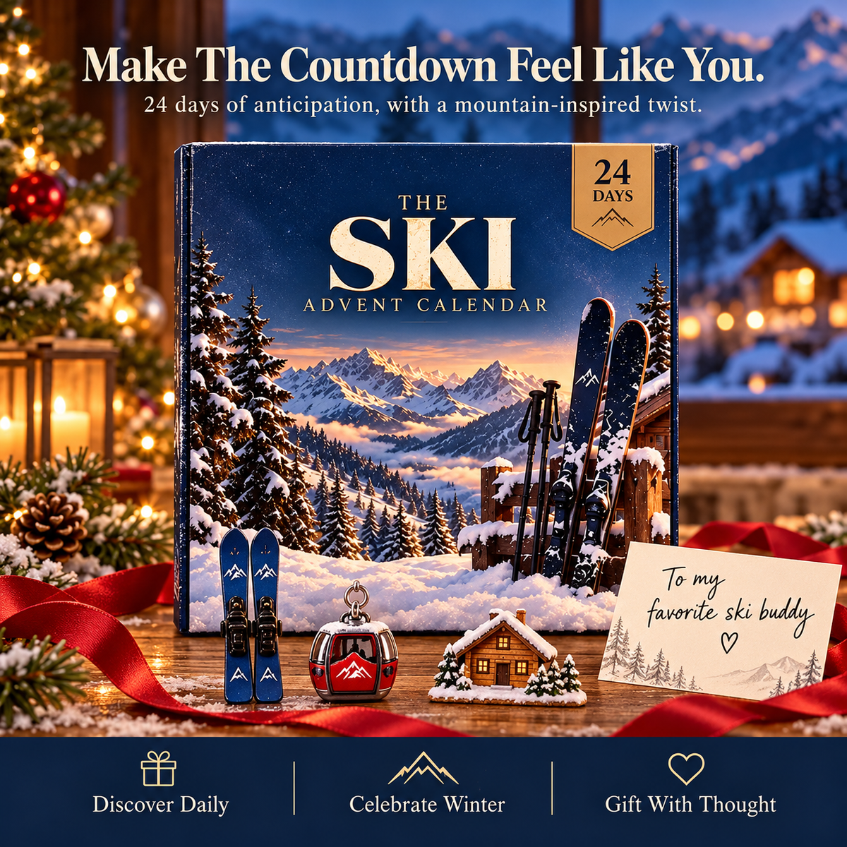 ⛷️ Ski Advent Calendar 2026 – 24 Day Alpine Christmas Countdown 🎄 | Skier & Snow Lover Gift 🎁