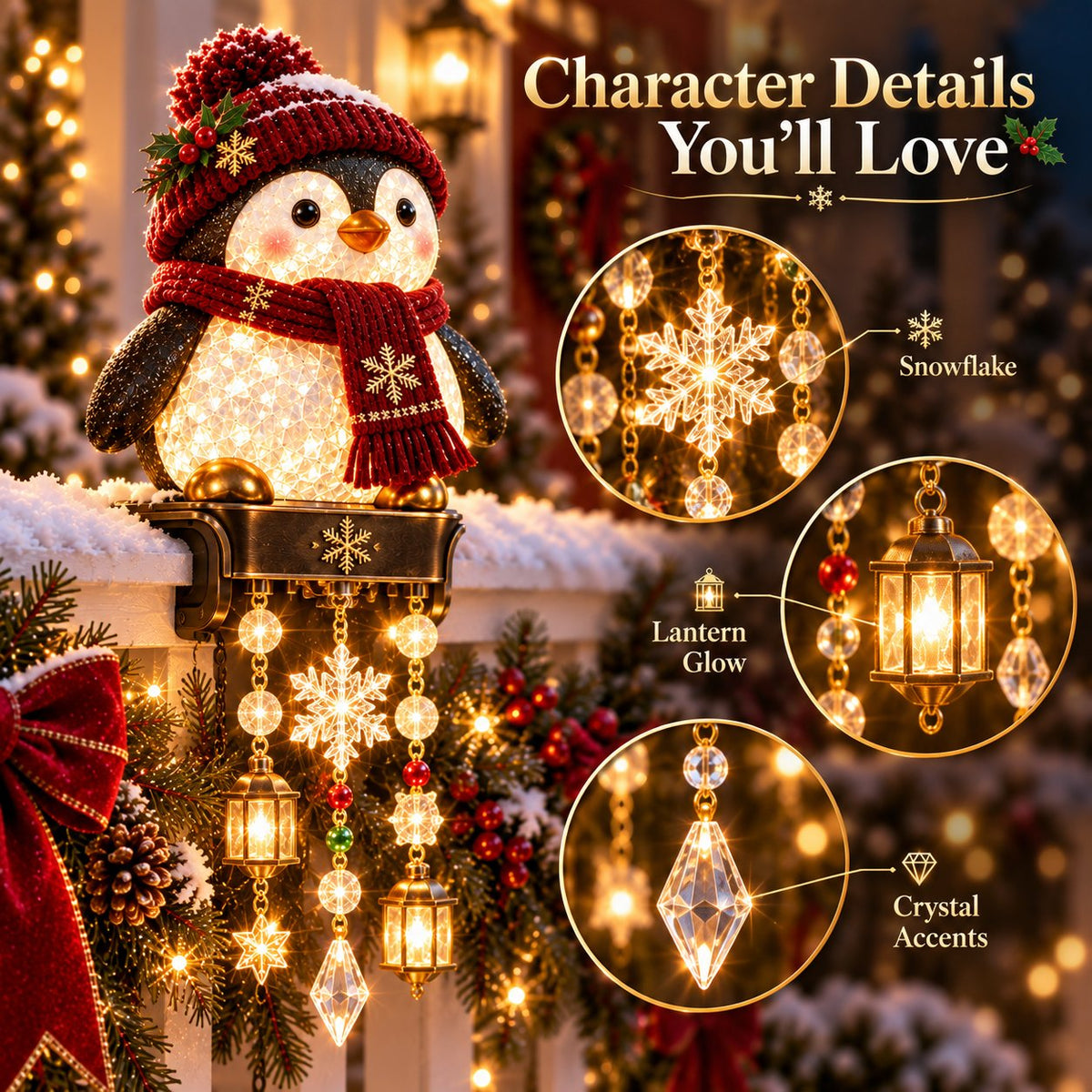 🎄Christmas Porch Railing Lights – 4 Festive Character Designs