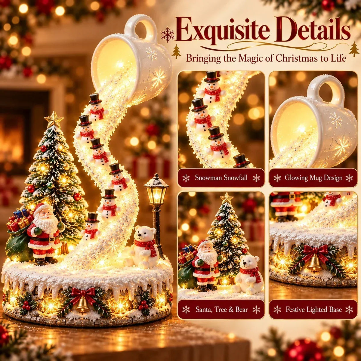 Enchanted Christmas Glow Collection – Lighted Santa Sleigh & Snowman Christmas Decor
