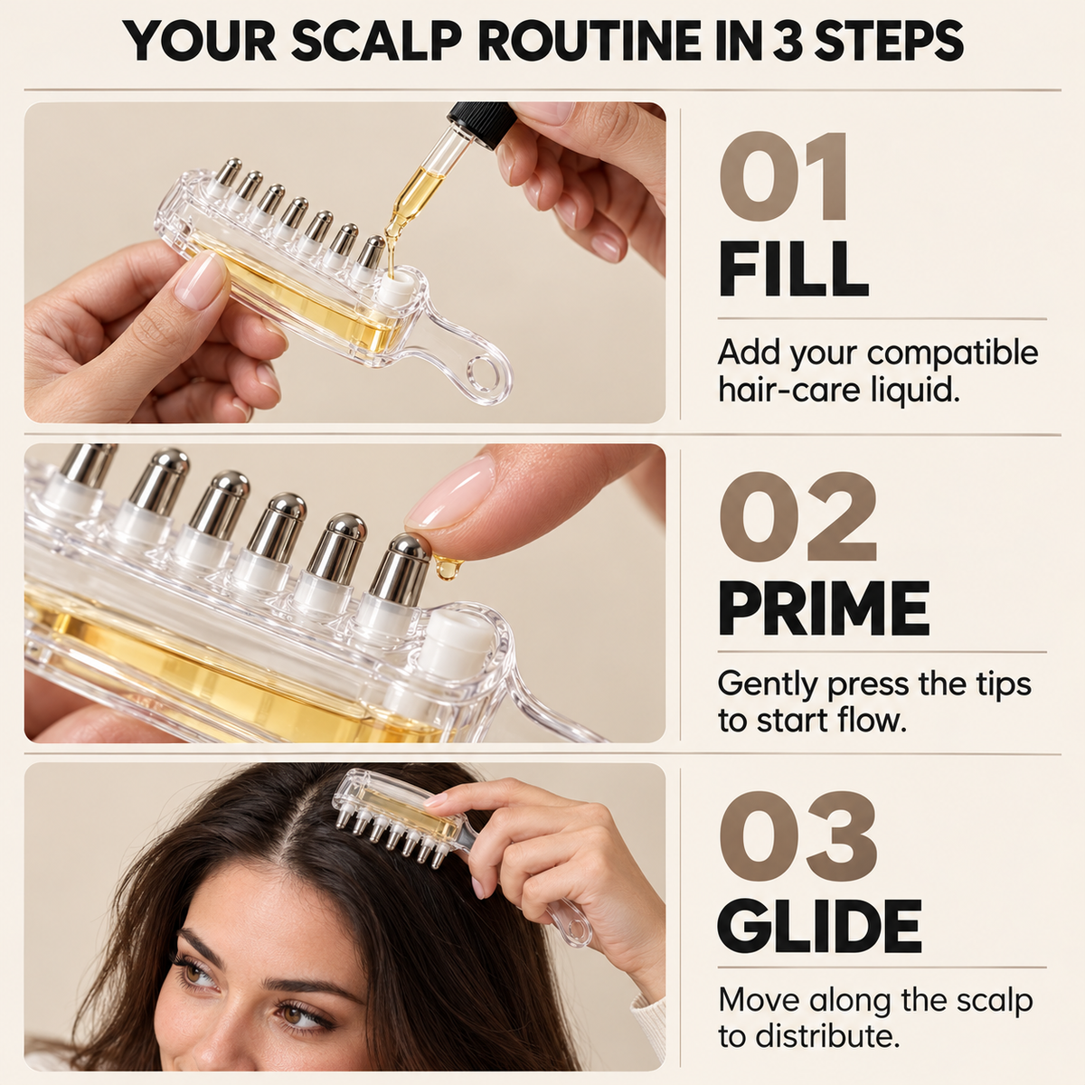 Scalp Liquid Applicator Comb, Refillable Hair Root Oil Massage Comb for Hair Care Treatment( Only Comb)