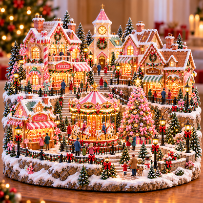 🎄✨ Enchanted Candy Market Village – Lighted Christmas Holiday Display 🍭