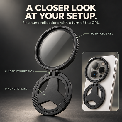 📸 Magnetic CPL Phone Camera Filter – Adjustable Polarizer for Reduced Glare & Reflections