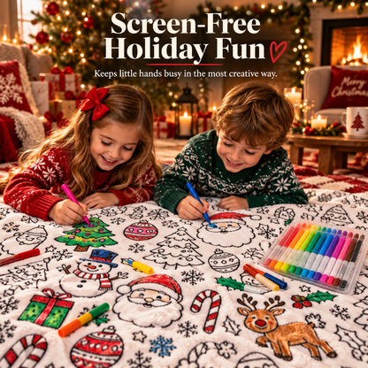 ⏳Christmas Specials⏰Creative Cozy Colouring Blanket Kit – Colour, Wash & Create Again 🧸