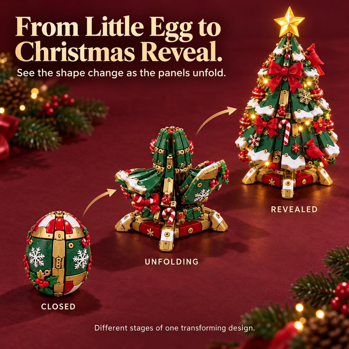 🎄 Magical Egg-to-Christmas Tree ✨ Light-Up Transforming Christmas Decoration & Gift