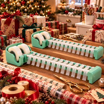 🎁✂️ Tape Zoomie 2-Pack – 18 Ready Tape Strips for Faster Gift Wrapping 🎄✨