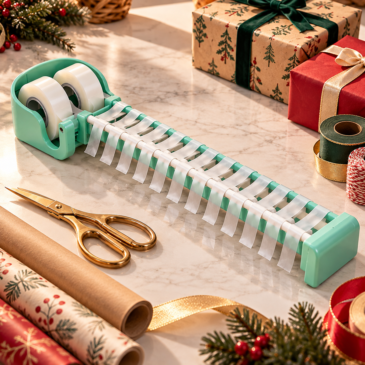 🎁✂️ Tape Zoomie 2-Pack – 18 Ready Tape Strips for Faster Gift Wrapping 🎄✨