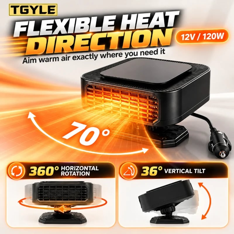 🔥HOT SALE🔥Portable Car Heater Defroster with 360-Degree Rotating Base