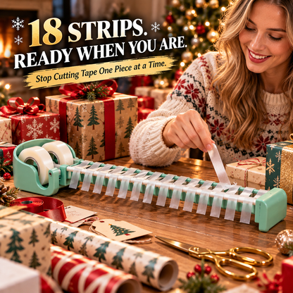 🎁✂️ Tape Zoomie 2-Pack – 18 Ready Tape Strips for Faster Gift Wrapping 🎄✨