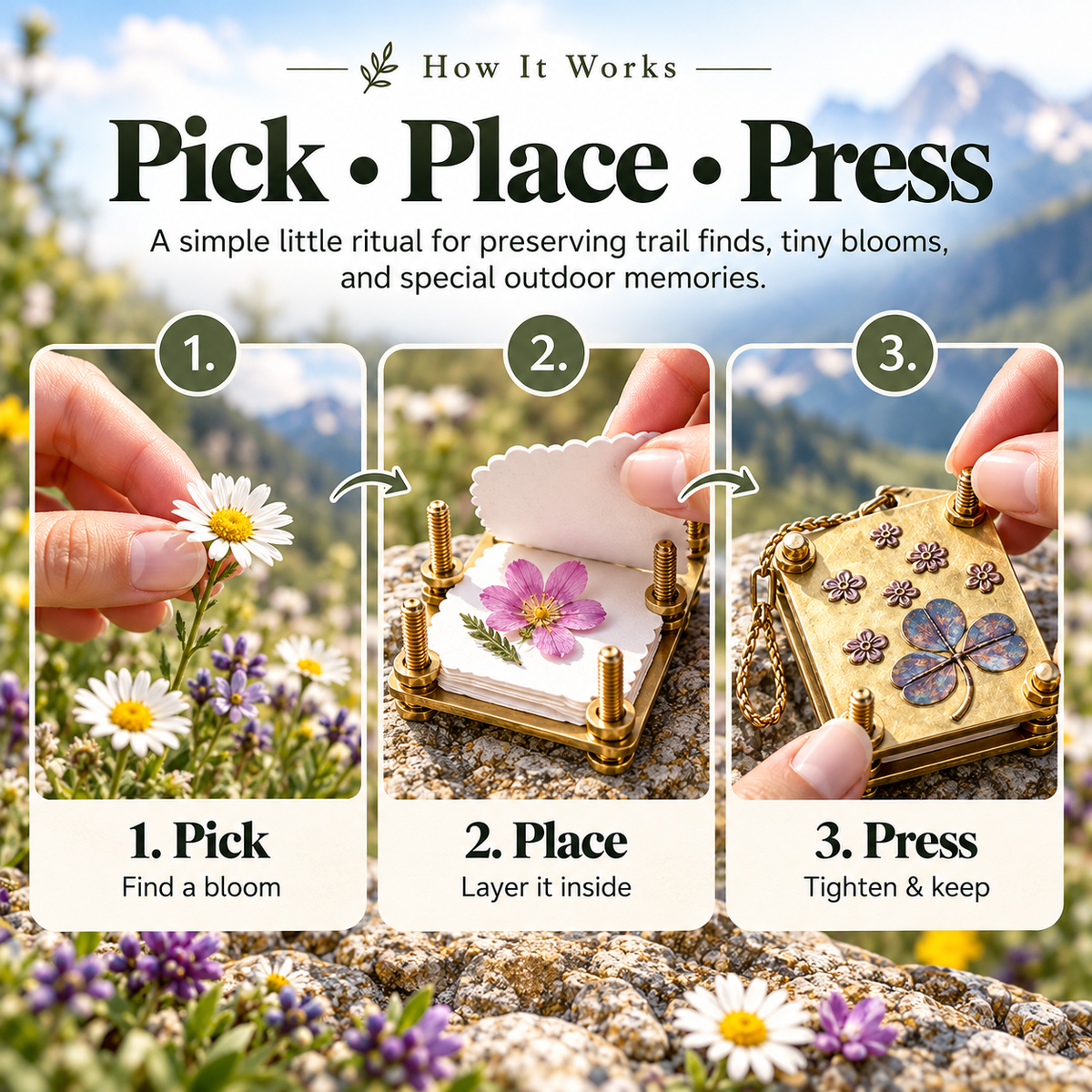 🌸🌿 Mini Portable Flower Press Keychain 🌼✨ Pocket-Sized Wildflower Press Kit 🌻🍀 Preserve Nature Memories 💐🏕️ Perfect Gift for Hikers, Campers & Flower Lovers 🎁💕