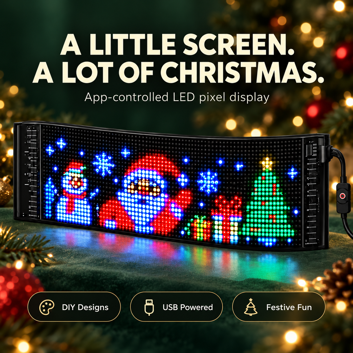 🎄 DIY Christmas LED Pixel Display – App-Controlled Custom Messages & Animations