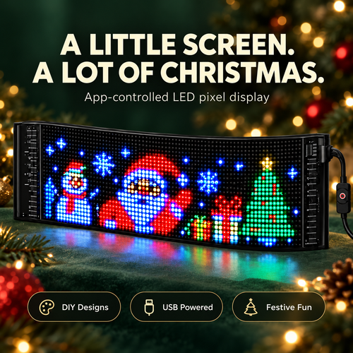🎄 DIY Christmas LED Pixel Display – App-Controlled Custom Messages & Animations