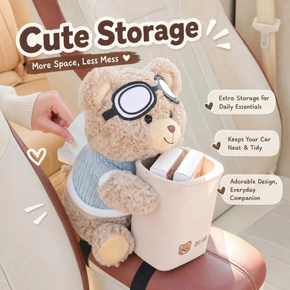 Plush Bear Car Organizer & Tissue Holder