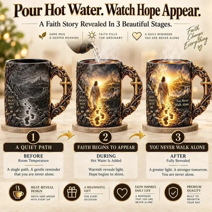 🔥 Last Day 52% OFF - 🔥✝️ Jesus Walks With MeTM – Heat-Reveal Faith Mug | You Are Never Alone (📦Buy 2 Free Shipping)
