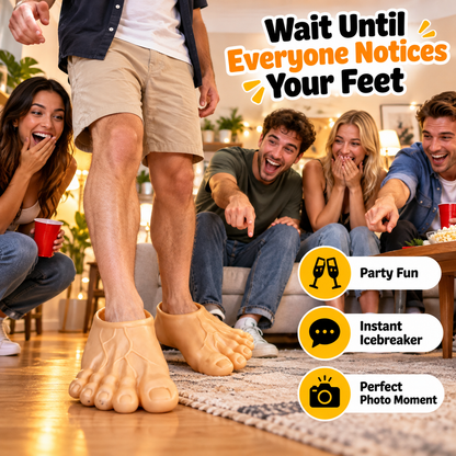 😂 BigFoot Funny Feet Slippers – Realistic Oversized Novelty House Shoes