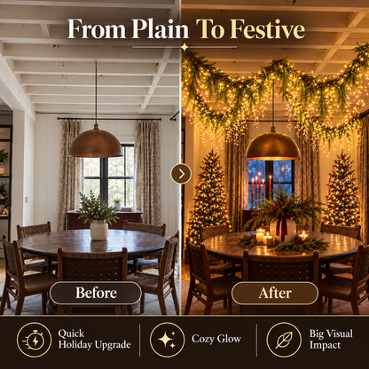 🎄 Pre-Lit Christmas Garland with Warm White Fairy Lights