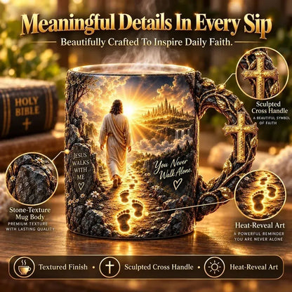 🔥 Last Day 52% OFF - 🔥✝️ Jesus Walks With MeTM – Heat-Reveal Faith Mug | You Are Never Alone (📦Buy 2 Free Shipping)