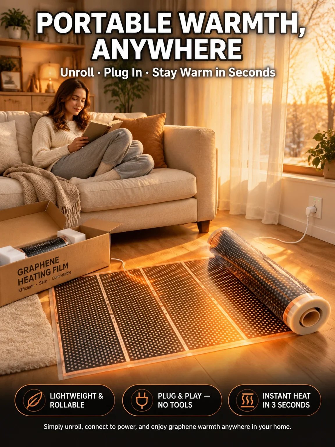Ultra-Thin Graphene Infrared Wall Heater | 3s Rapid Heating | A+++ Energy Saving | Drill-Free ☀️