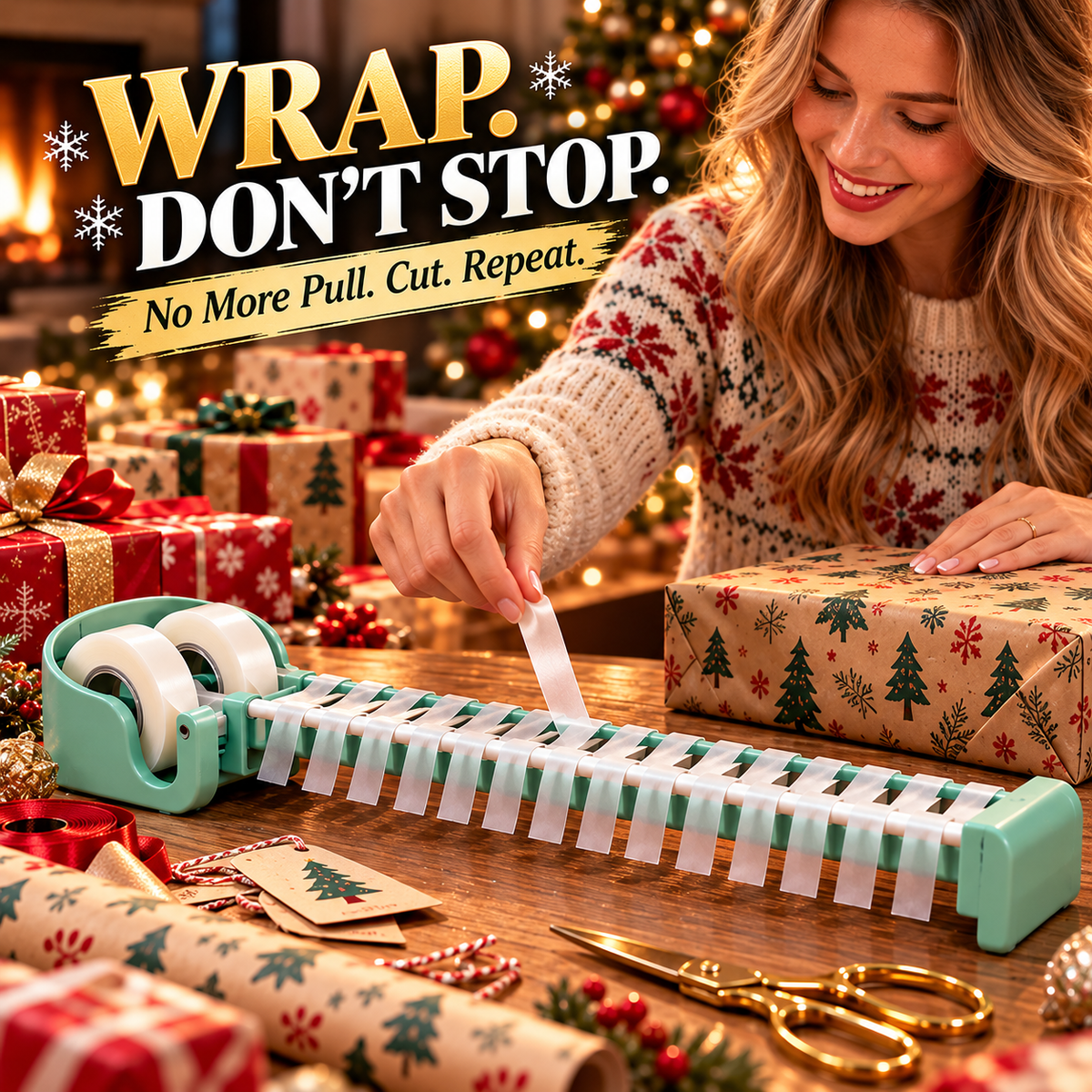 🎁✂️ Tape Zoomie 2-Pack – 18 Ready Tape Strips for Faster Gift Wrapping 🎄✨