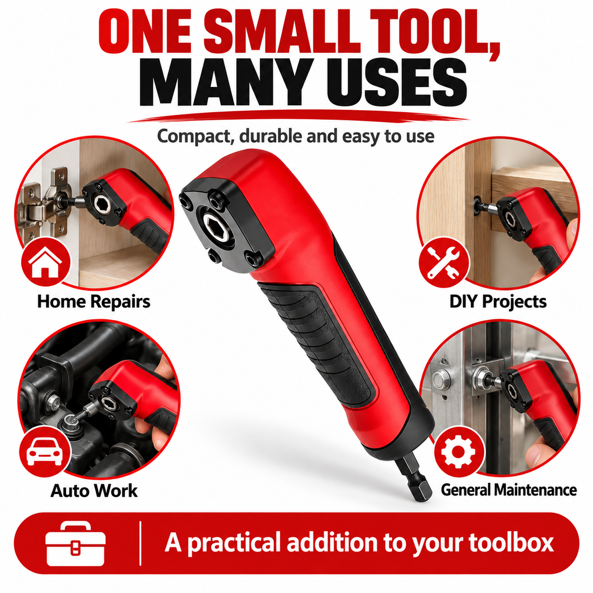 🧰90° Right Angle Drill Adapter – Reach Screws in Tight Spaces