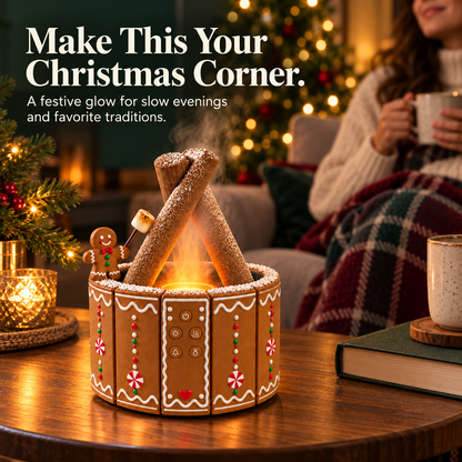 🎄 Mini Christmas Campfire Mist Lamp – Cozy LED Holiday Tabletop Decor