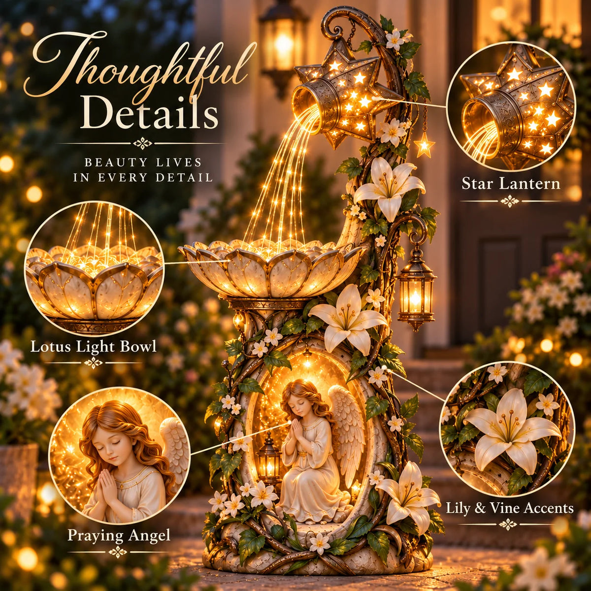 🔥Christmas Specials👼✨ Angel Starlight GardenFountainTM - Faith-inspiredLighted Outdoor Decor